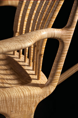 Curly Maple Rocking Chair - Detail